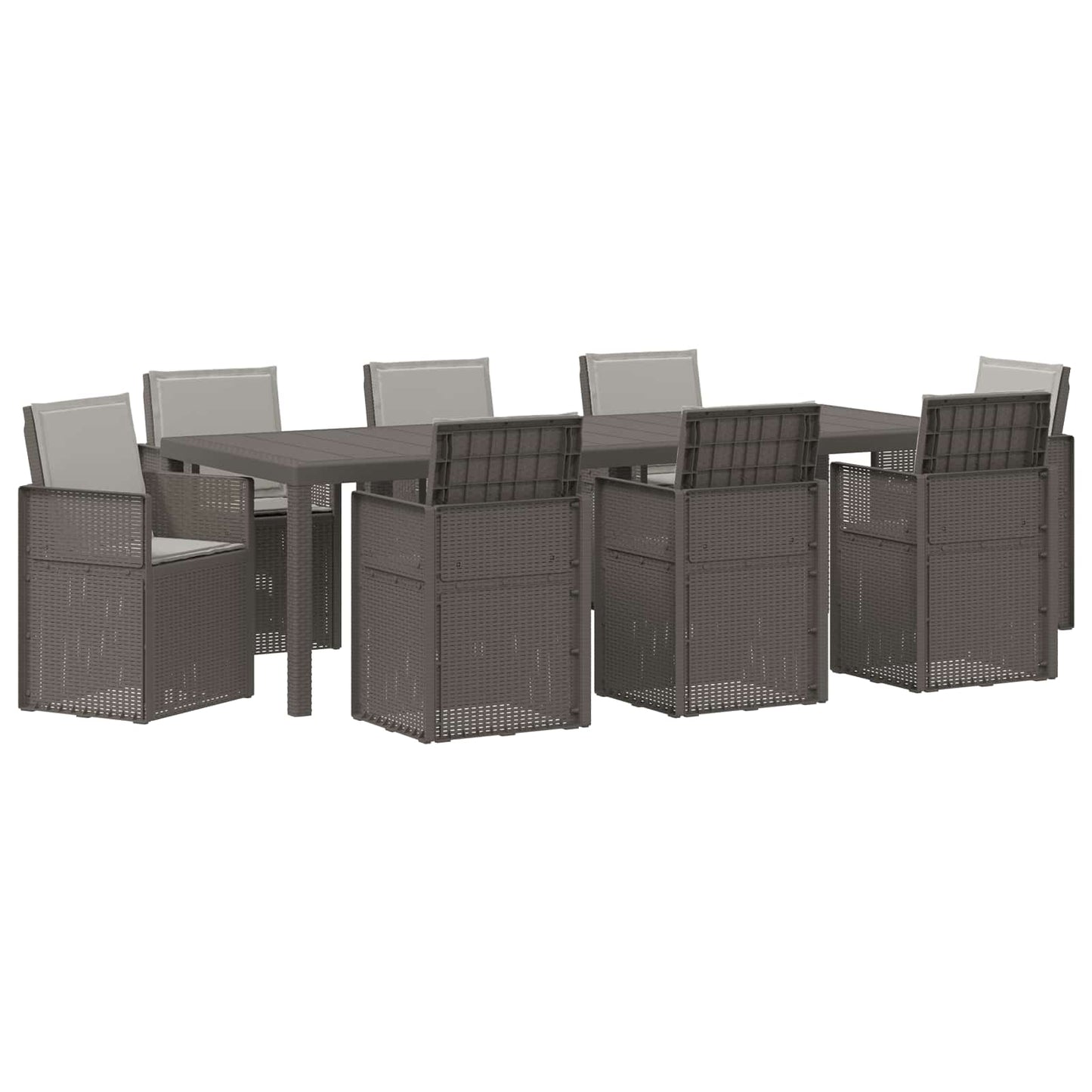 Tuin eettafelset met kussen 9 pcs Lichtgrijs PP