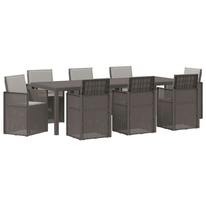 Tuin eettafelset met kussen 9 pcs Lichtgrijs PP