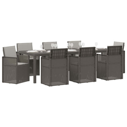 Tuin eettafelset met kussen 9 pcs Lichtgrijs PP