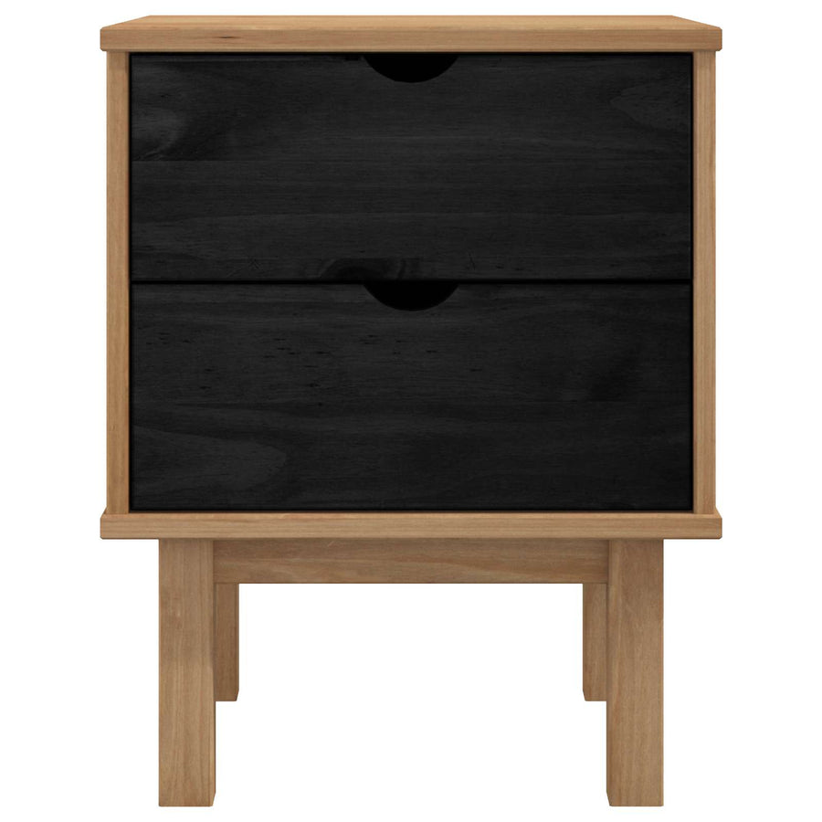 Nachtkastje OTTA Zwart 45 x 39 x 57 cm Massief grenenhout