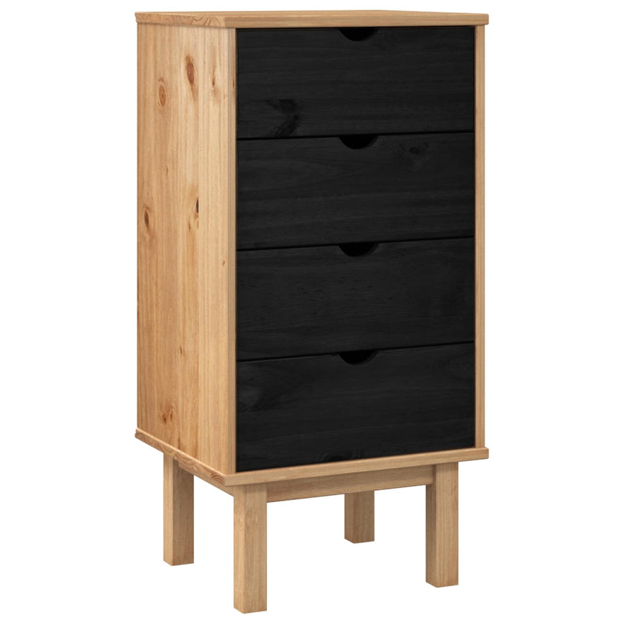 Ladekast met lade OTTA Zwart 45 x 39 x 90 cm Massief grenenhout