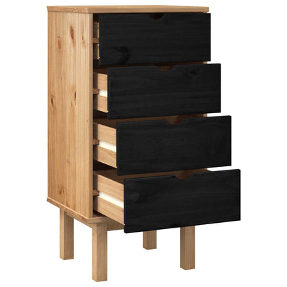 Ladekast met lade OTTA Zwart 45 x 39 x 90 cm Massief grenenhout