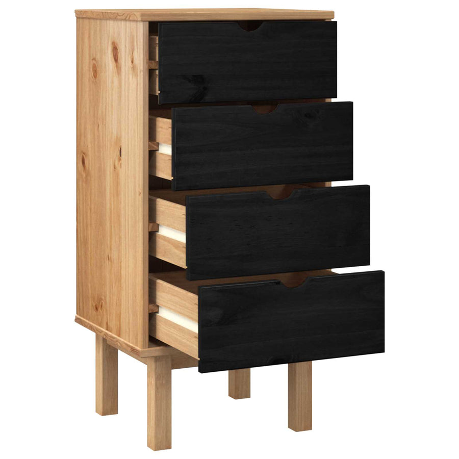 Ladekast met lade OTTA Zwart 45 x 39 x 90 cm Massief grenenhout