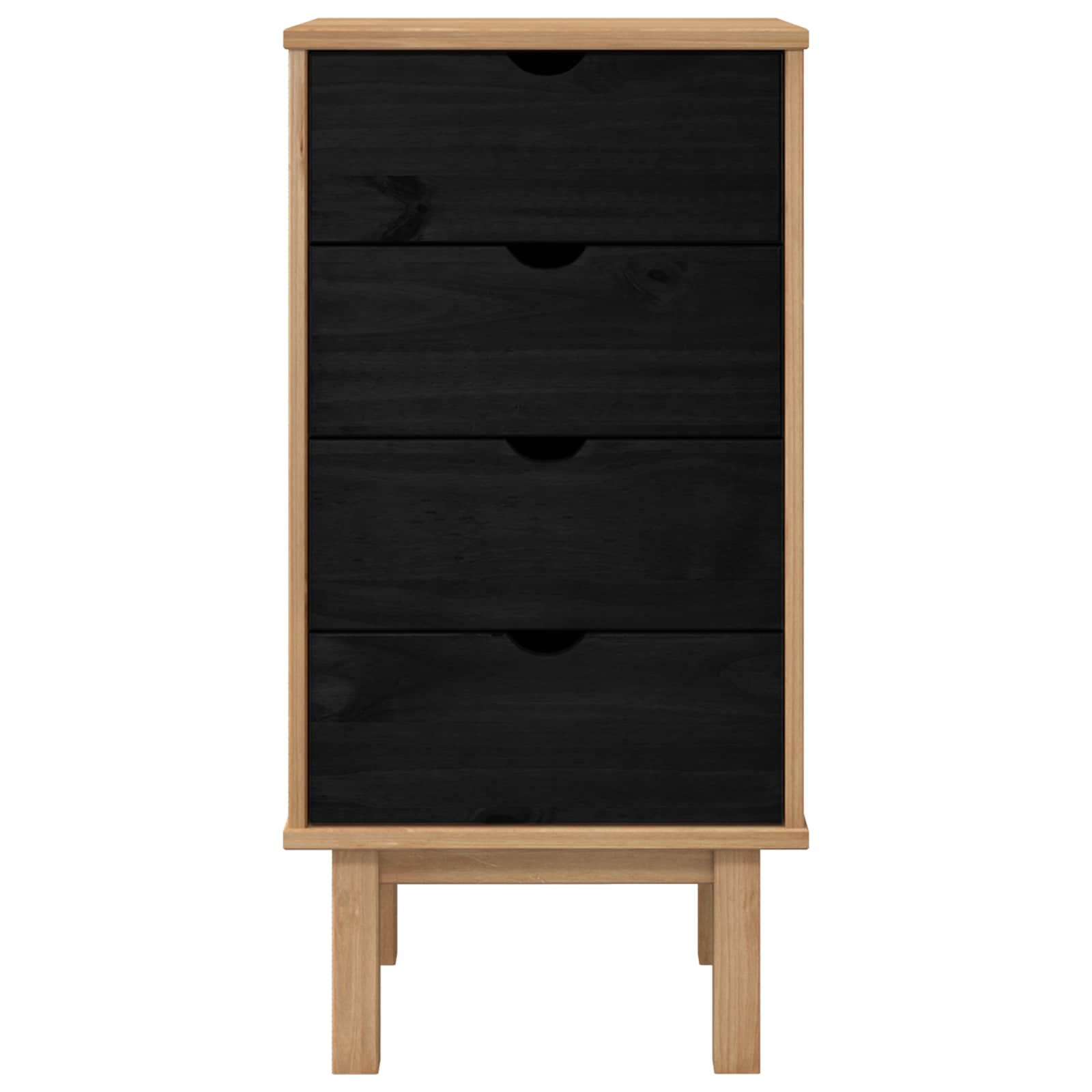 Ladekast met lade OTTA Zwart 45 x 39 x 90 cm Massief grenenhout