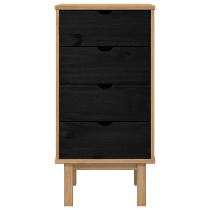 Ladekast met lade OTTA Zwart 45 x 39 x 90 cm Massief grenenhout