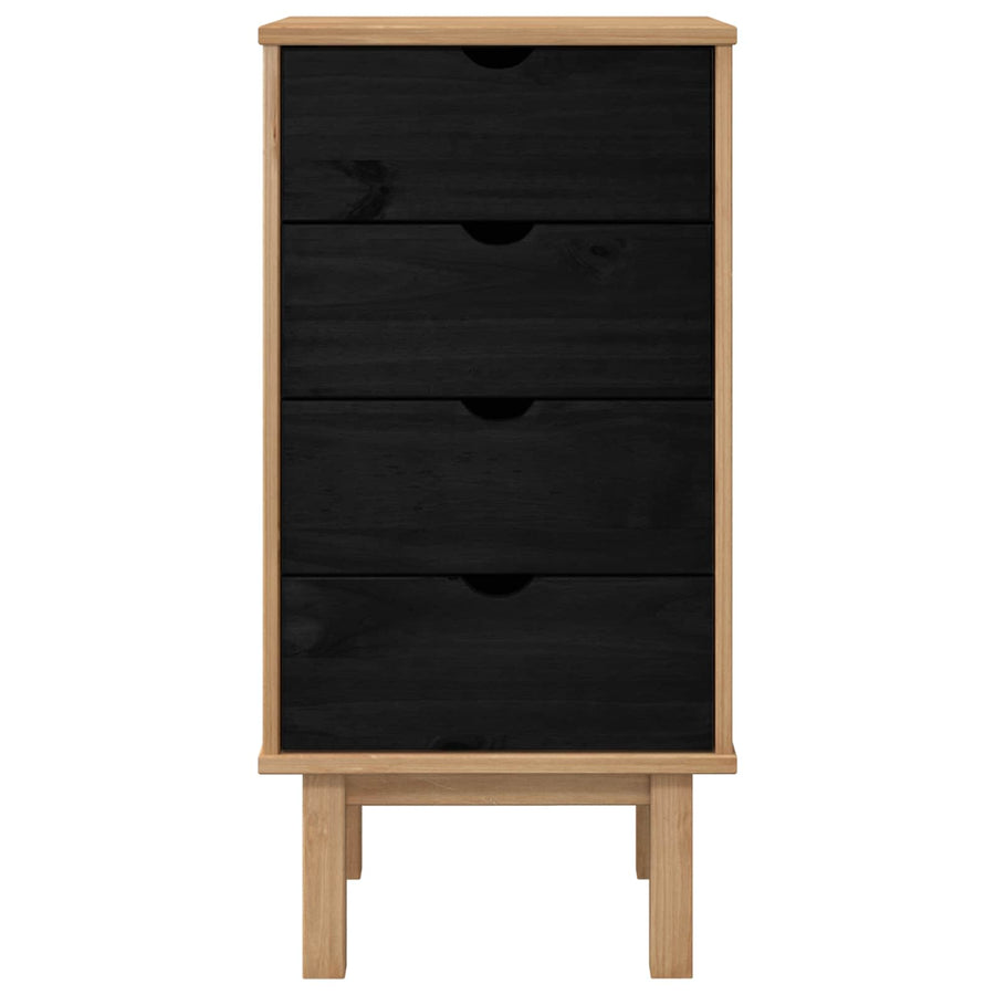 Ladekast met lade OTTA Zwart 45 x 39 x 90 cm Massief grenenhout