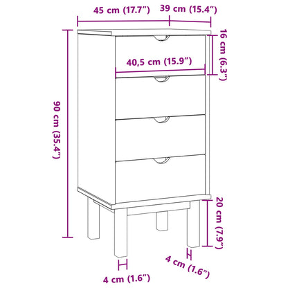 Ladekast met lade OTTA Zwart 45 x 39 x 90 cm Massief grenenhout