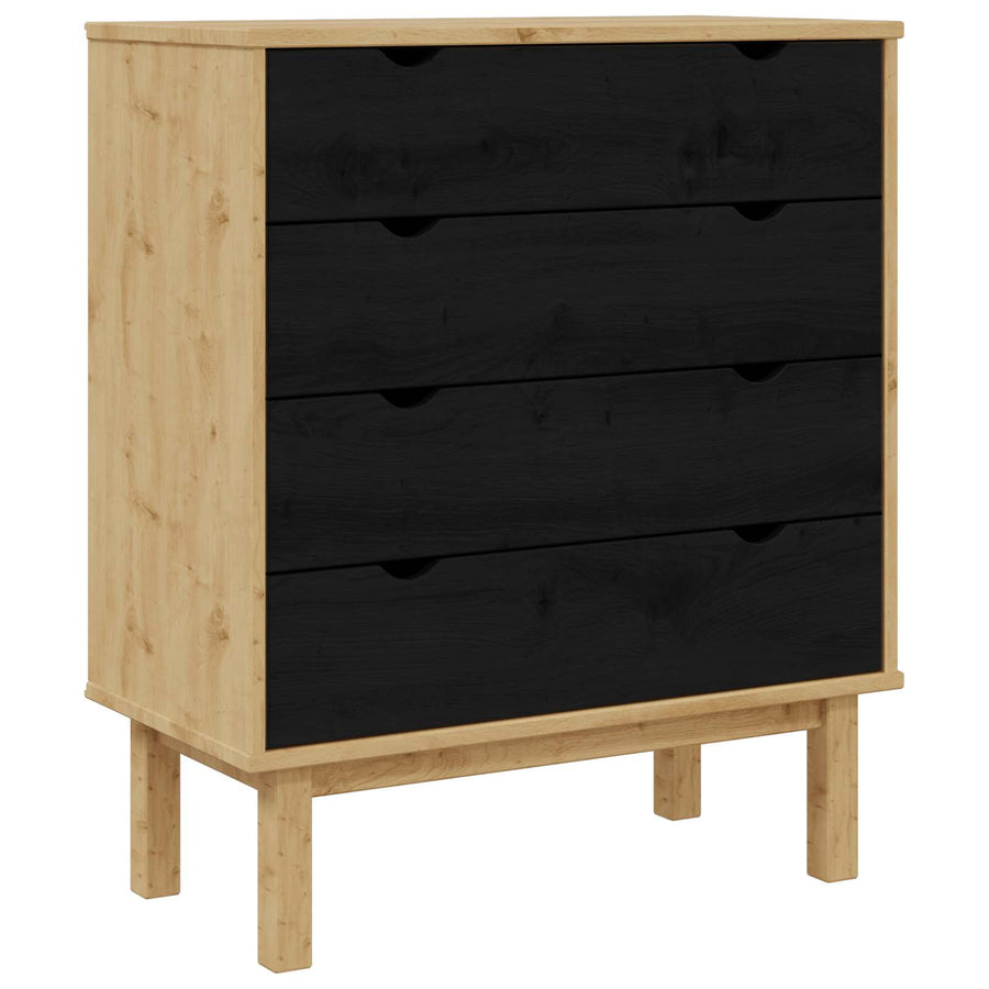 Ladekast OTTA Zwart 76,5 x 39,5 x 90 cm Massief grenenhout