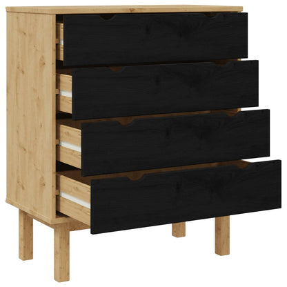 Ladekast OTTA Zwart 76,5 x 39,5 x 90 cm Massief grenenhout