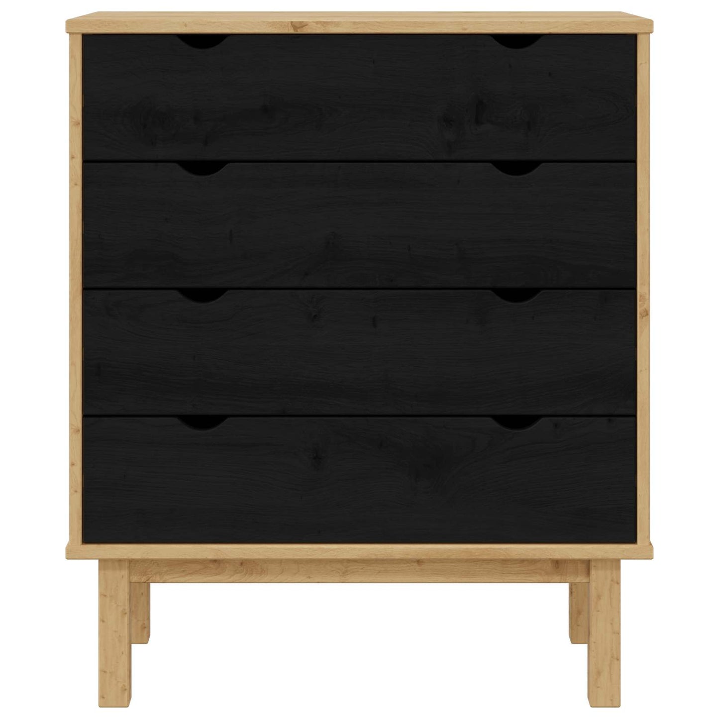 Ladekast OTTA Zwart 76,5 x 39,5 x 90 cm Massief grenenhout