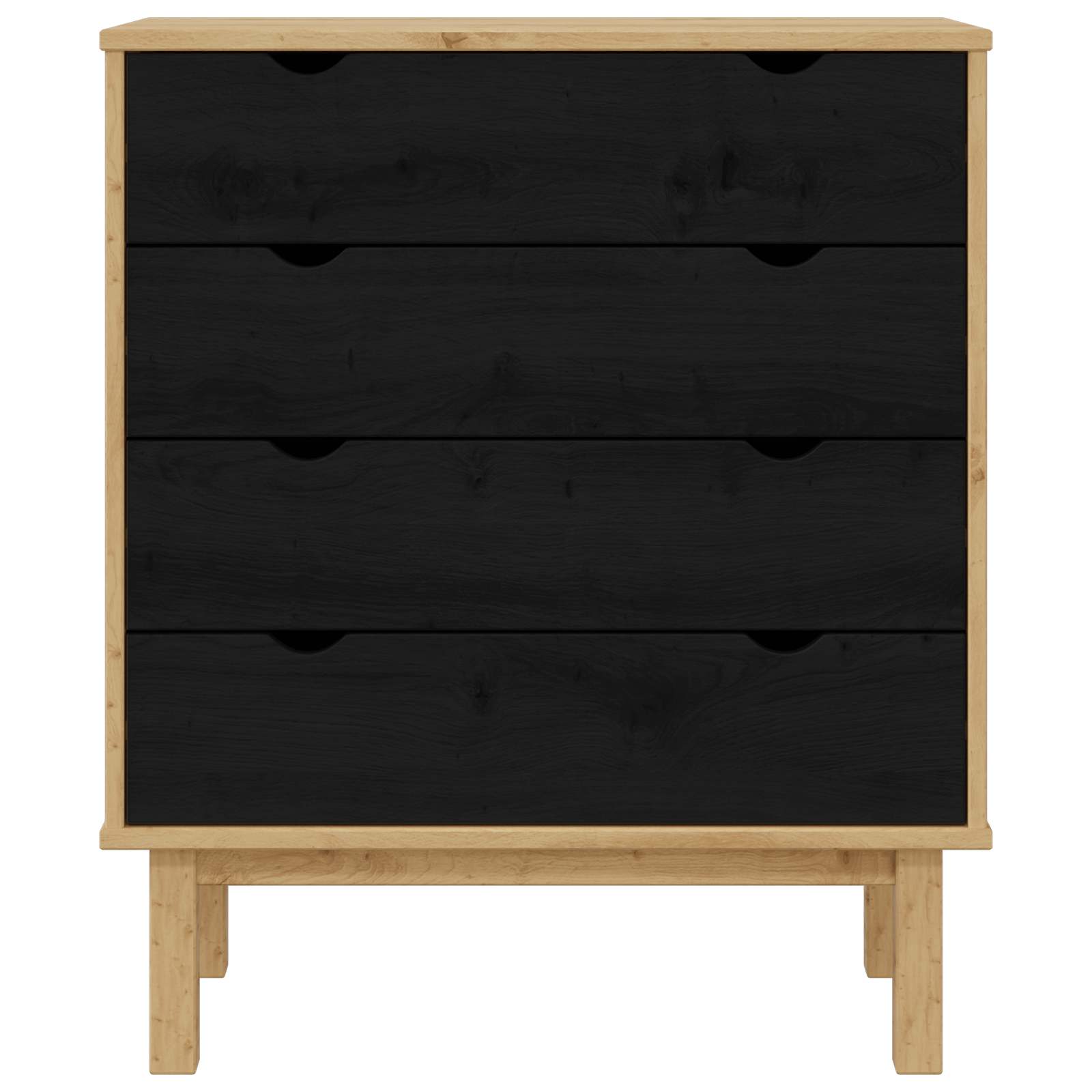 Ladekast OTTA Zwart 76,5 x 39,5 x 90 cm Massief grenenhout