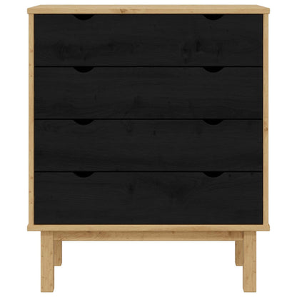 Ladekast OTTA Zwart 76,5 x 39,5 x 90 cm Massief grenenhout