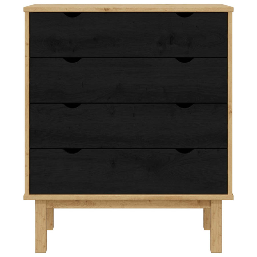 Ladekast OTTA Zwart 76,5 x 39,5 x 90 cm Massief grenenhout