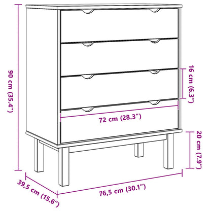 Ladekast OTTA Zwart 76,5 x 39,5 x 90 cm Massief grenenhout