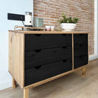 OTTA Chest of Drawers Black 111 x 43 x 73.5 cm Solid Pine