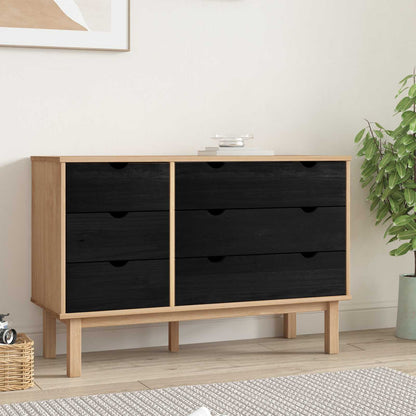 Ladenkast OTTA Zwart 111 x 43 x 73,5 cm Massief grenenhout