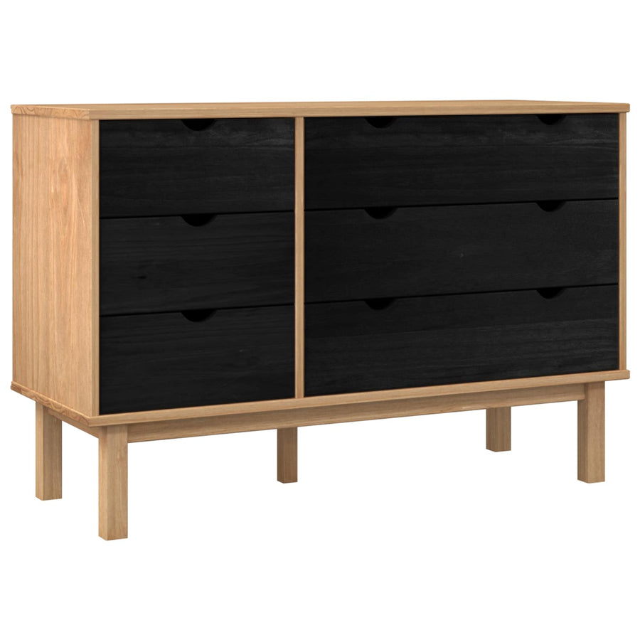 Ladenkast OTTA Zwart 111 x 43 x 73,5 cm Massief grenenhout