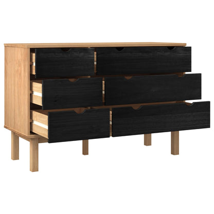 Ladenkast OTTA Zwart 111 x 43 x 73,5 cm Massief grenenhout