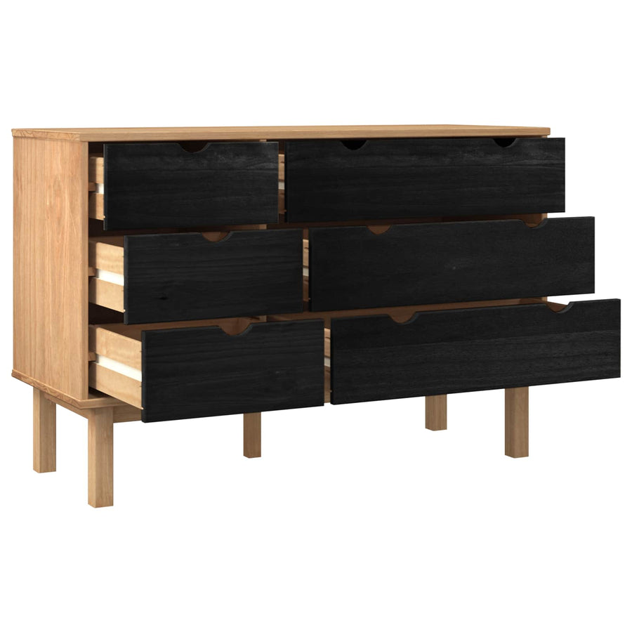 Ladenkast OTTA Zwart 111 x 43 x 73,5 cm Massief grenenhout