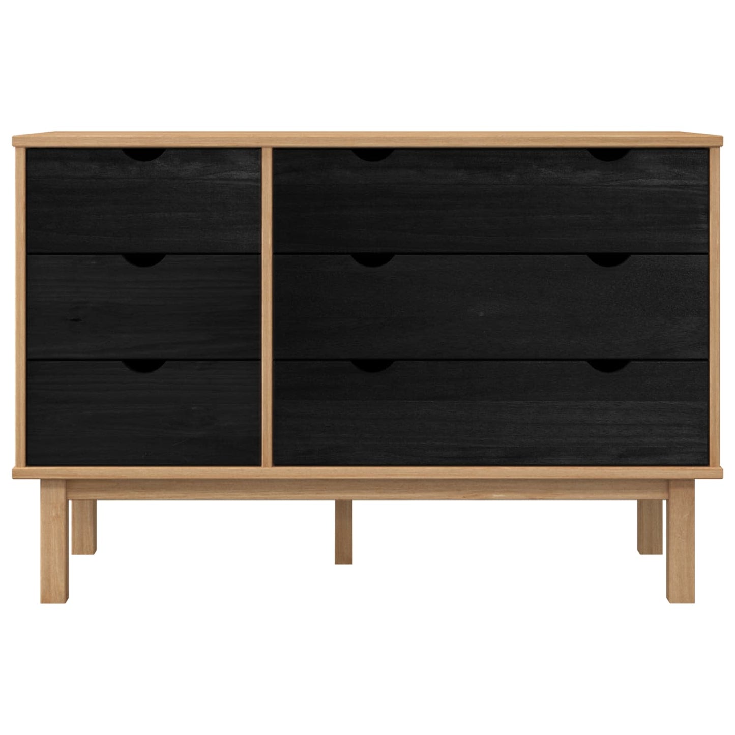 Ladenkast OTTA Zwart 111 x 43 x 73,5 cm Massief grenenhout