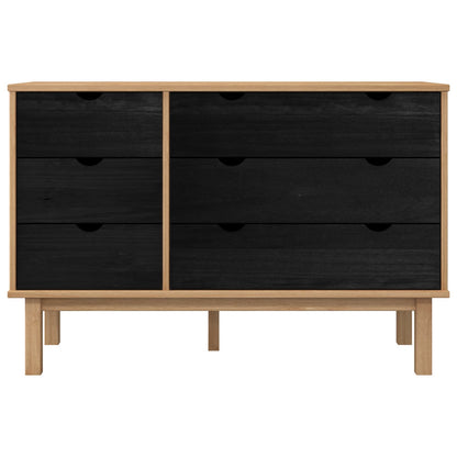 Ladenkast OTTA Zwart 111 x 43 x 73,5 cm Massief grenenhout
