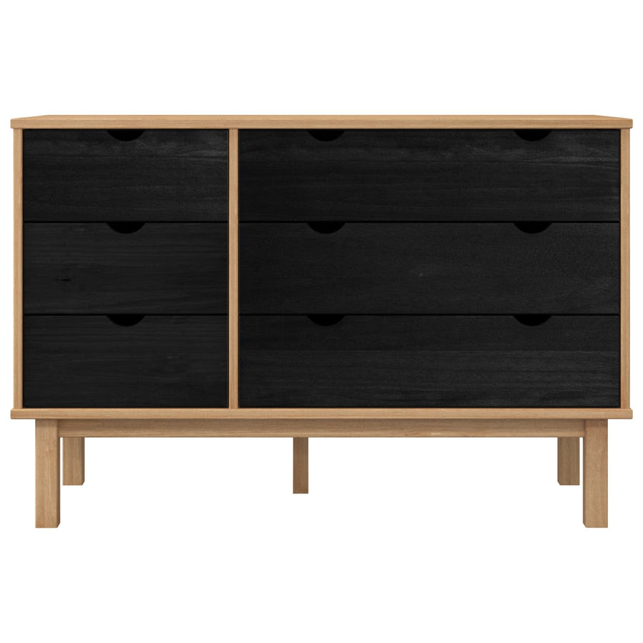 Ladenkast OTTA Zwart 111 x 43 x 73,5 cm Massief grenenhout
