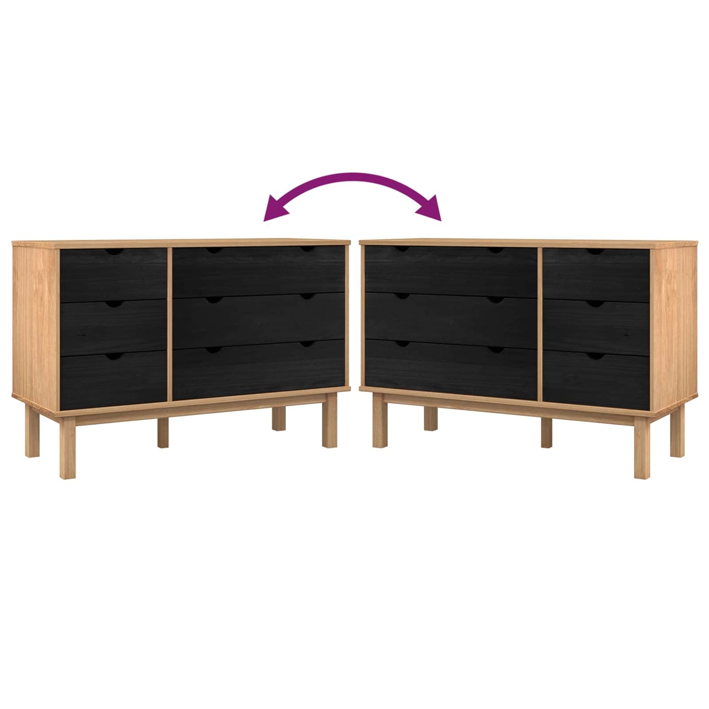 Ladenkast OTTA Zwart 111 x 43 x 73,5 cm Massief grenenhout