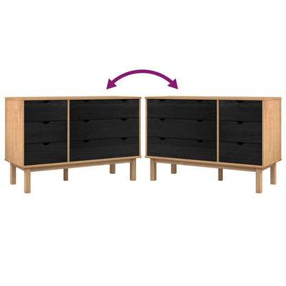 Ladenkast OTTA Zwart 111 x 43 x 73,5 cm Massief grenenhout