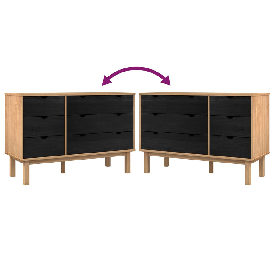 Ladenkast OTTA Zwart 111 x 43 x 73,5 cm Massief grenenhout