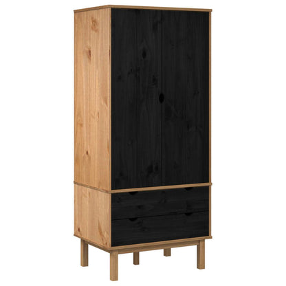 Kledingkast OTTA Zwart 76,5 x 53 x 172 cm Massief grenenhout