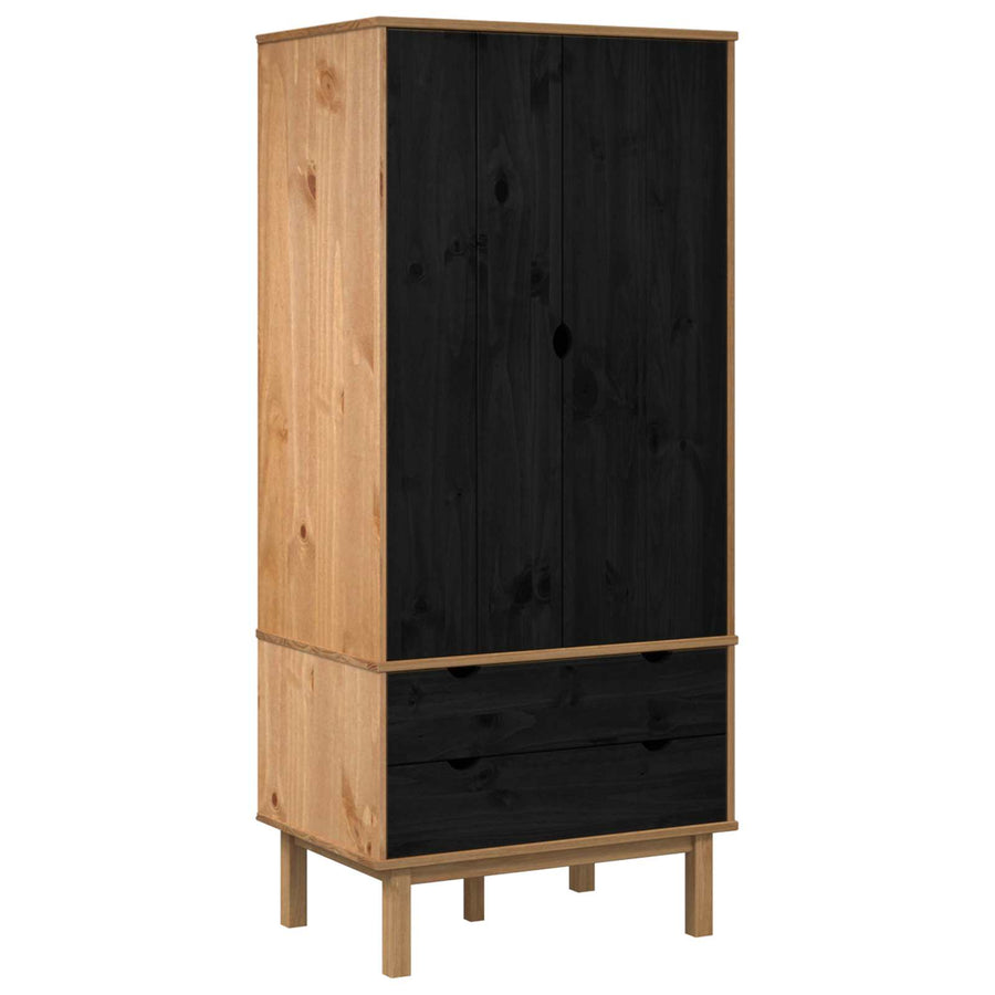 Kledingkast OTTA Zwart 76,5 x 53 x 172 cm Massief grenenhout