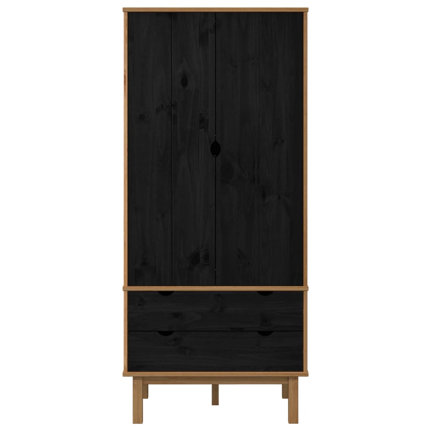 Kledingkast OTTA Zwart 76,5 x 53 x 172 cm Massief grenenhout