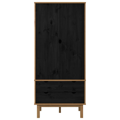 Kledingkast OTTA Zwart 76,5 x 53 x 172 cm Massief grenenhout