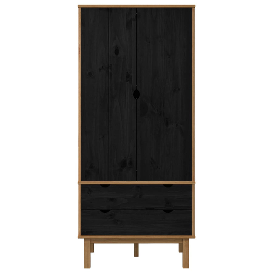 Kledingkast OTTA Zwart 76,5 x 53 x 172 cm Massief grenenhout