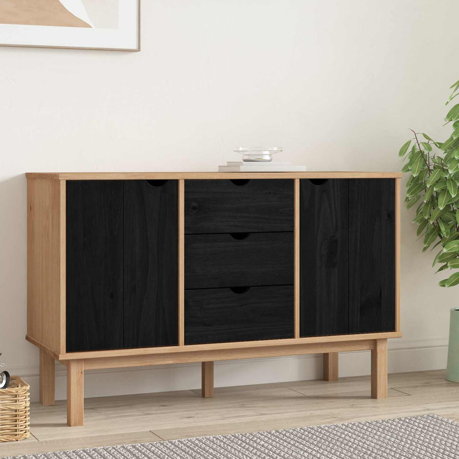 Dressoir OTTA Zwart 113,5 x 43 x 73 cm Massief grenenhout
