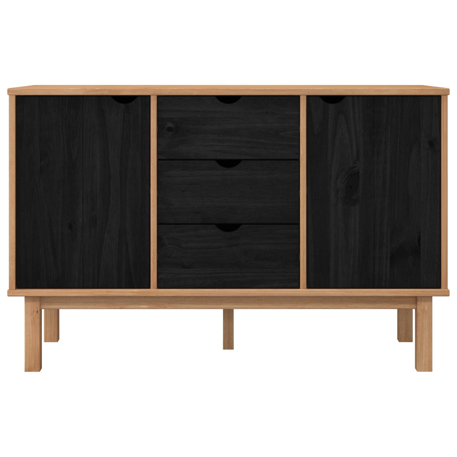 Dressoir OTTA Zwart 113,5 x 43 x 73 cm Massief grenenhout
