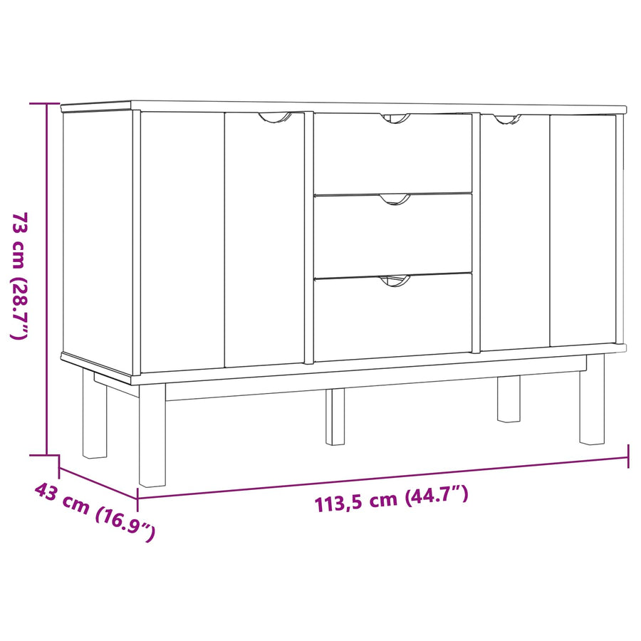 Dressoir OTTA Zwart 113,5 x 43 x 73 cm Massief grenenhout
