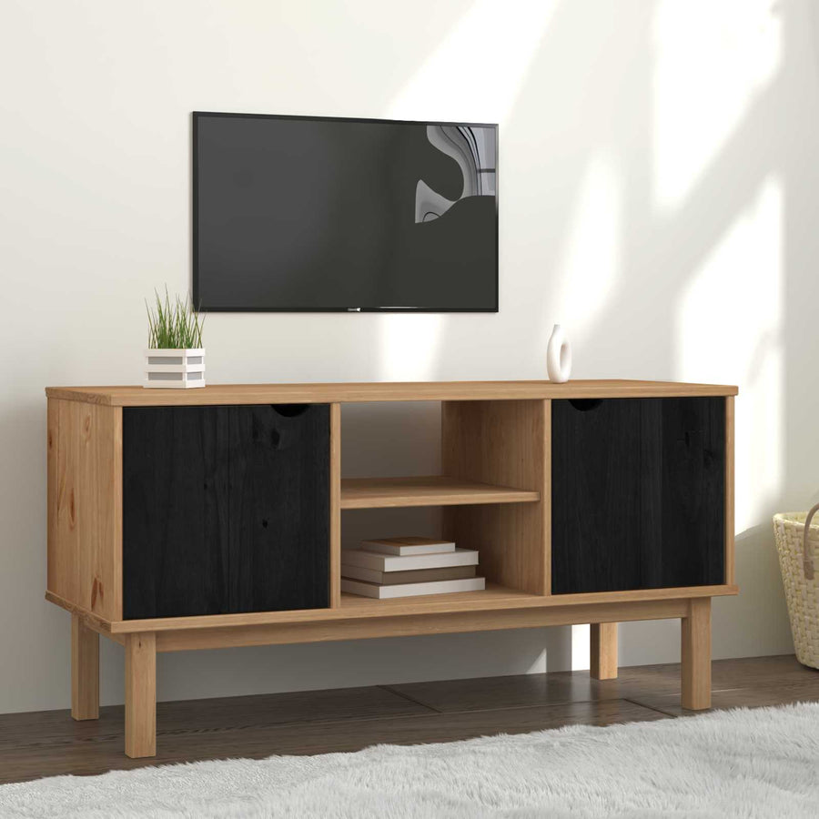 TV-standaard OTTA 113,5 x 43 x 57 cm Zwart Massief grenenhout