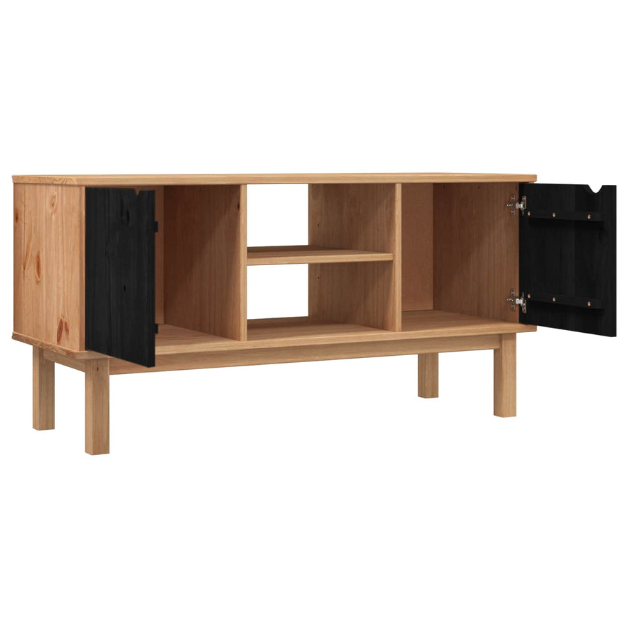 TV-standaard OTTA 113,5 x 43 x 57 cm Zwart Massief grenenhout