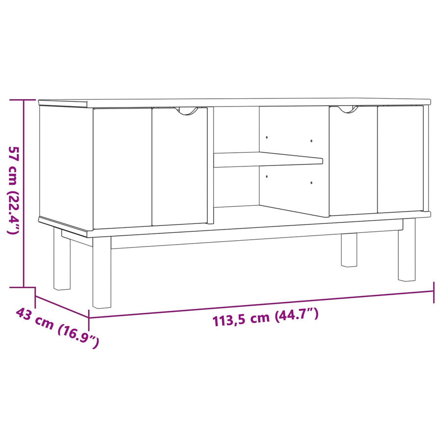 TV-standaard OTTA 113,5 x 43 x 57 cm Zwart Massief grenenhout