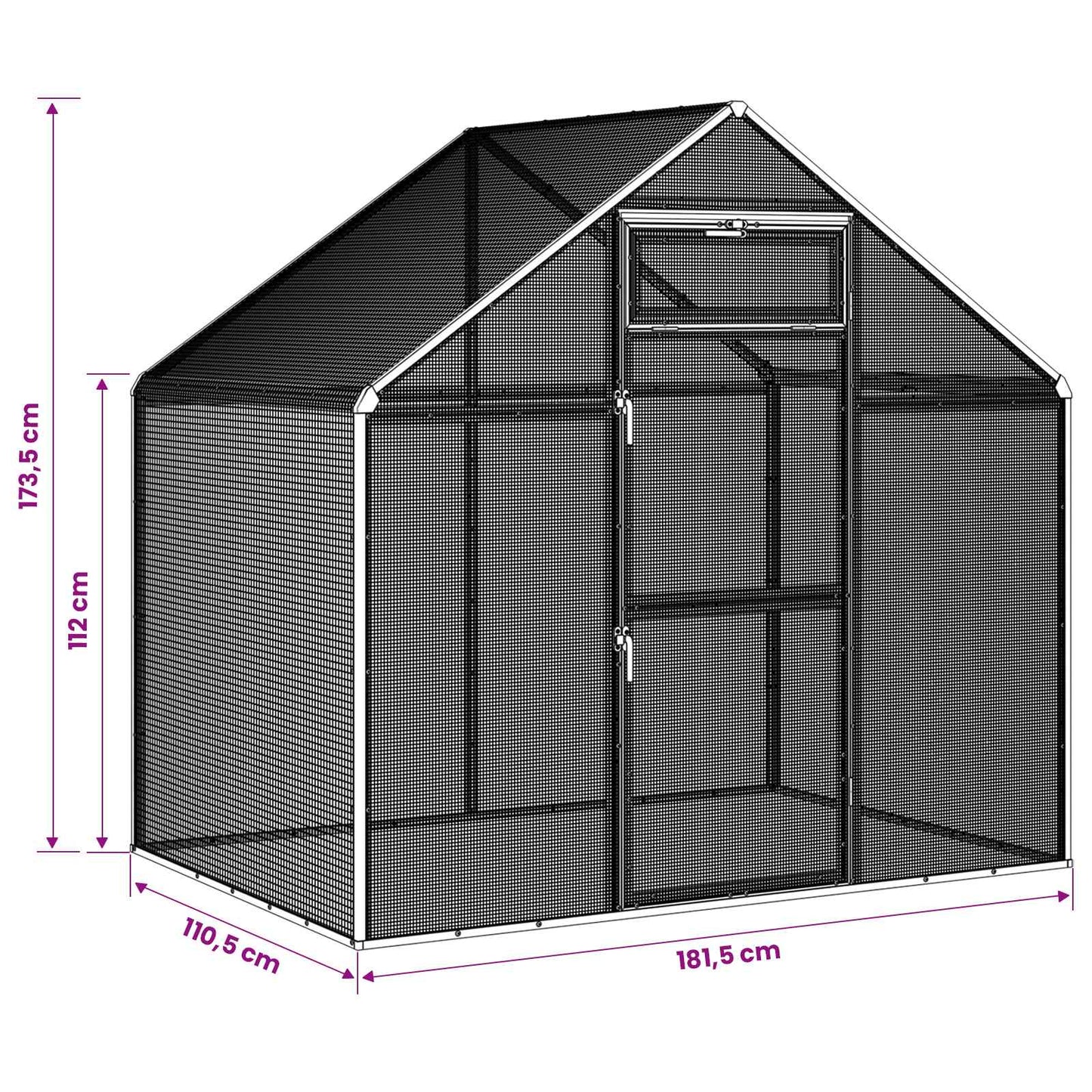 Vogelkooi Antracietkleurig 181,5 x 110,5 x 173,5 cm