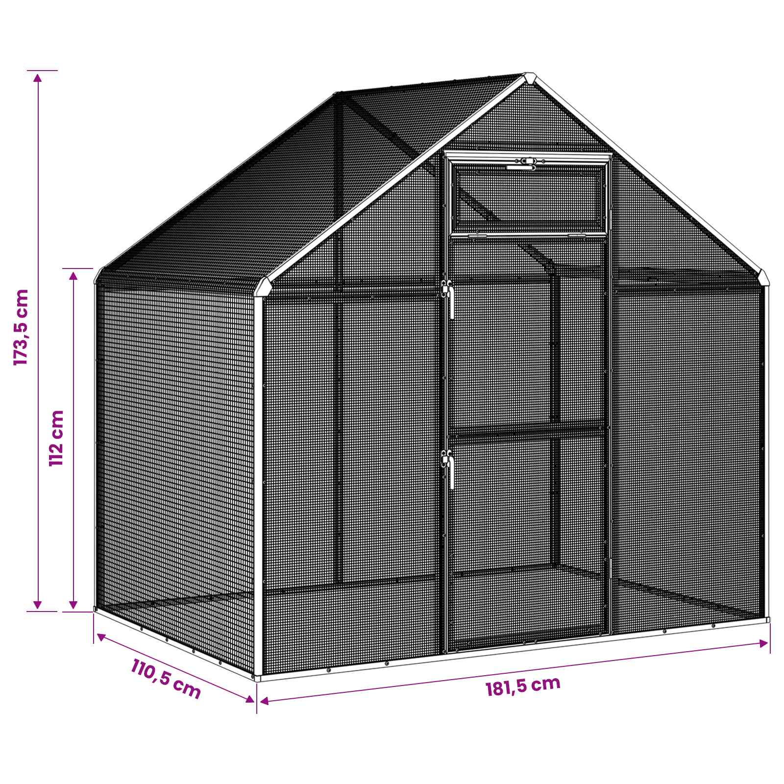 Vogelkooi Antracietkleurig 181,5 x 110,5 x 173,5 cm