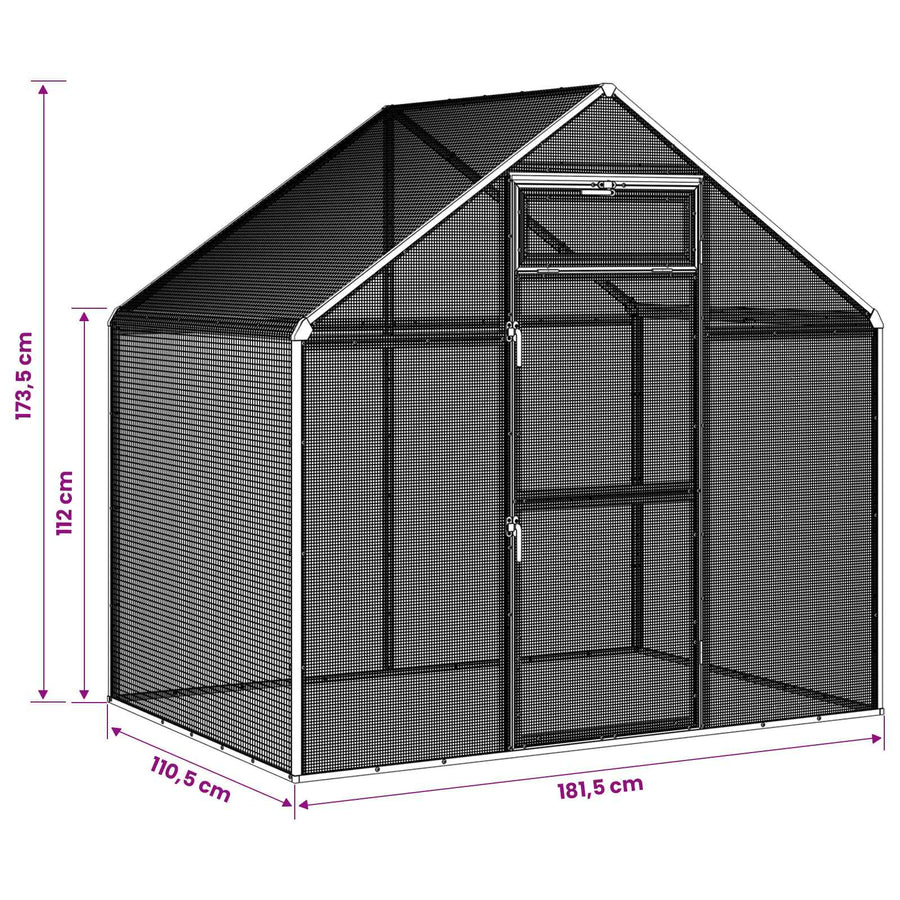 Vogelkooi Antracietkleurig 181,5 x 110,5 x 173,5 cm