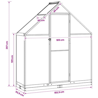 Tuin Serre met de deur Antracietkleurig 183,5 x 63,5 x 207 cm