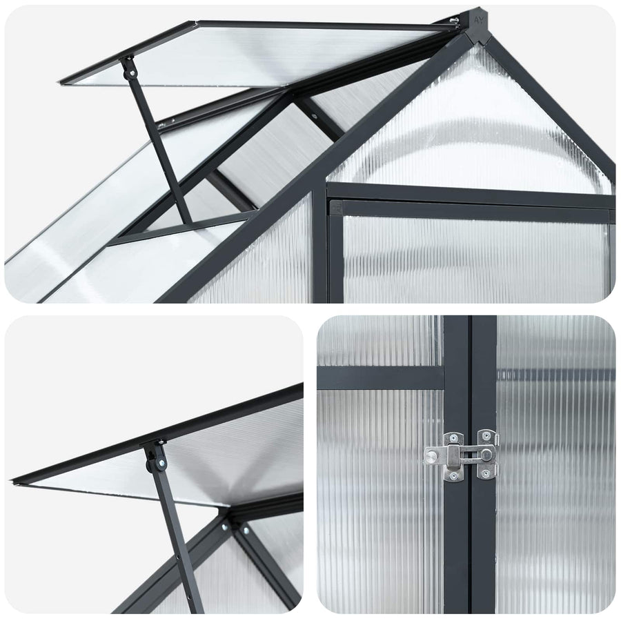 Tuin Serre met de deur Antracietkleurig 183,5 x 123 x 207 cm