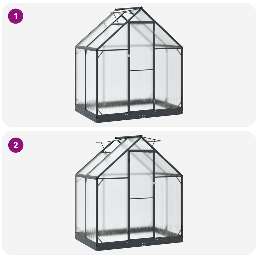 Tuin Serre met de deur Antracietkleurig 183,5 x 123 x 207 cm