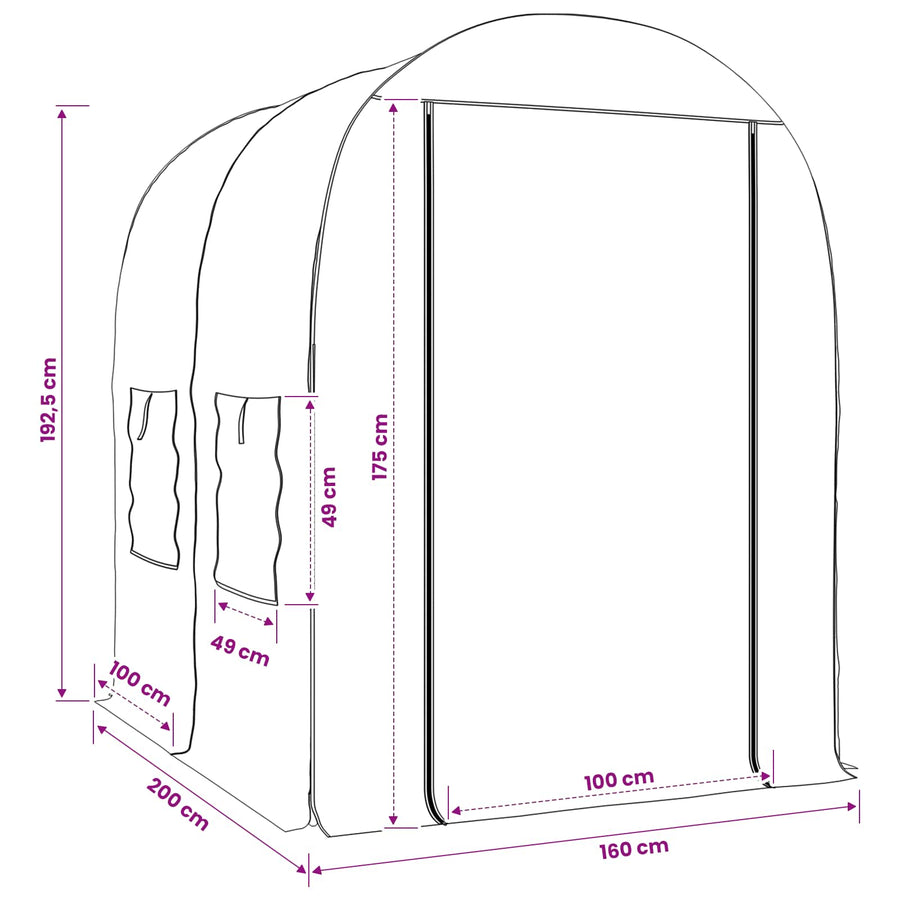 Kweekhuis met Frame 160 x 200 x 192,5 cm PVC Doorzichtig