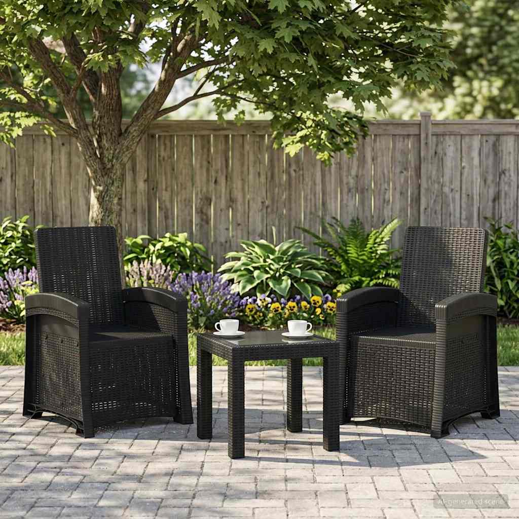Ligstoel in rietenlook 2 pcs Antracietkleurig PP