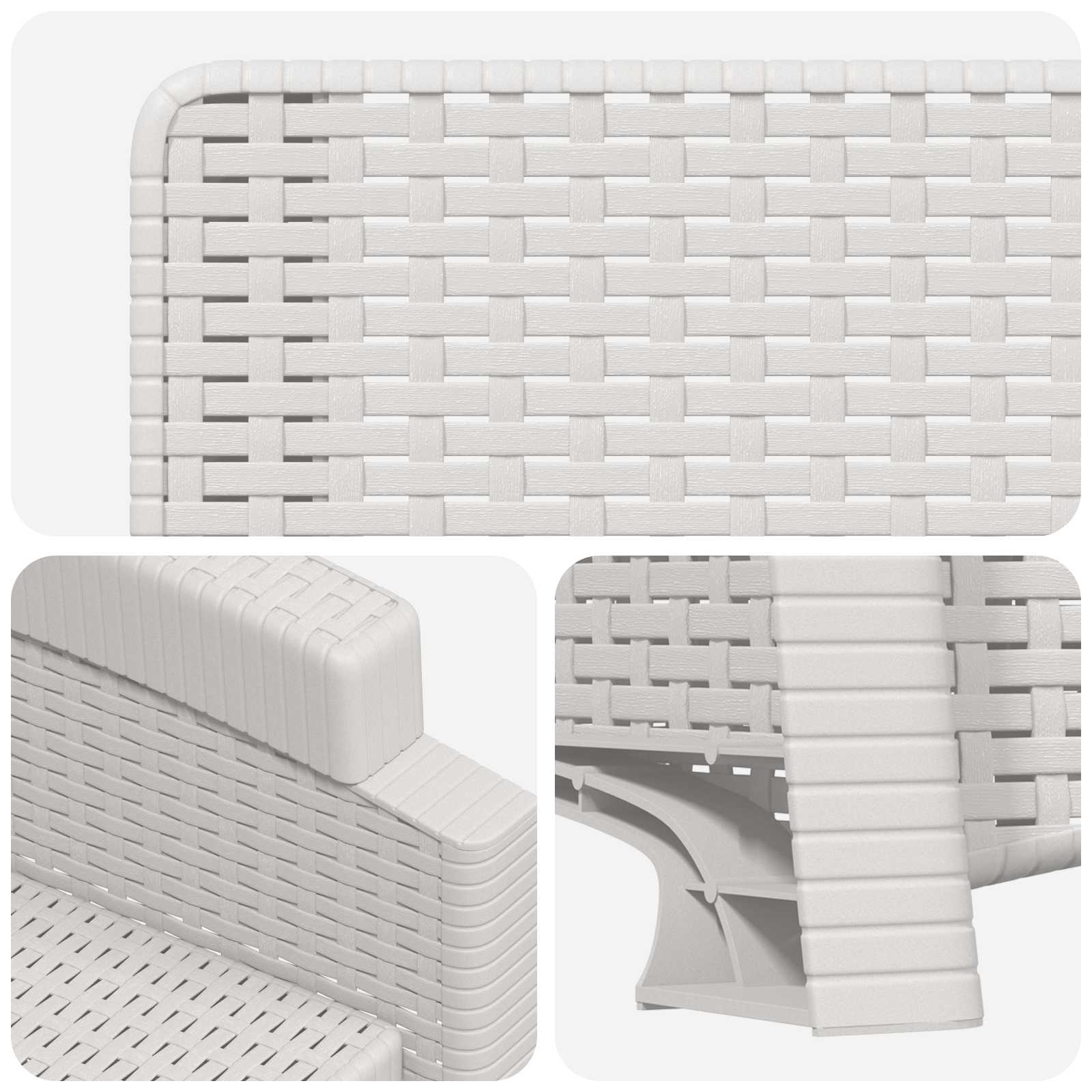 Ligstoel in rietenlook 2 pcs Wit PP