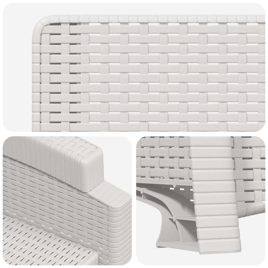 Ligstoel in rietenlook 2 pcs Wit PP